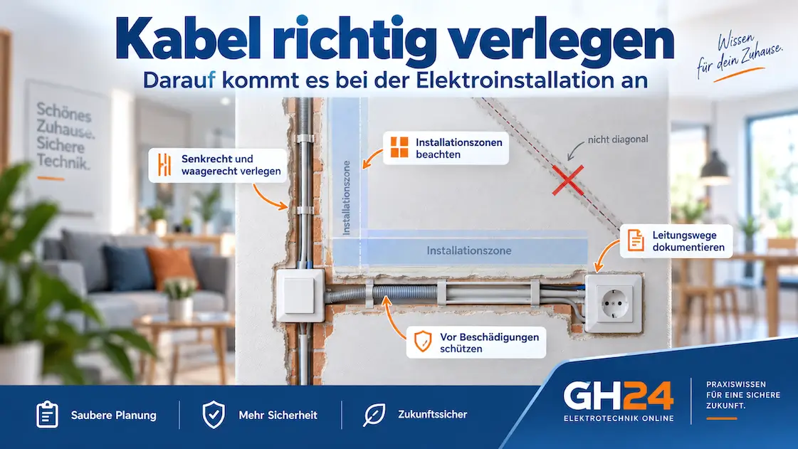 Kabel richtig verlegen in Installationszonen mit senkrechter und waagerechter Leitungsführung